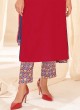 Shagufta Cotton Pant Style Suit In Red Color