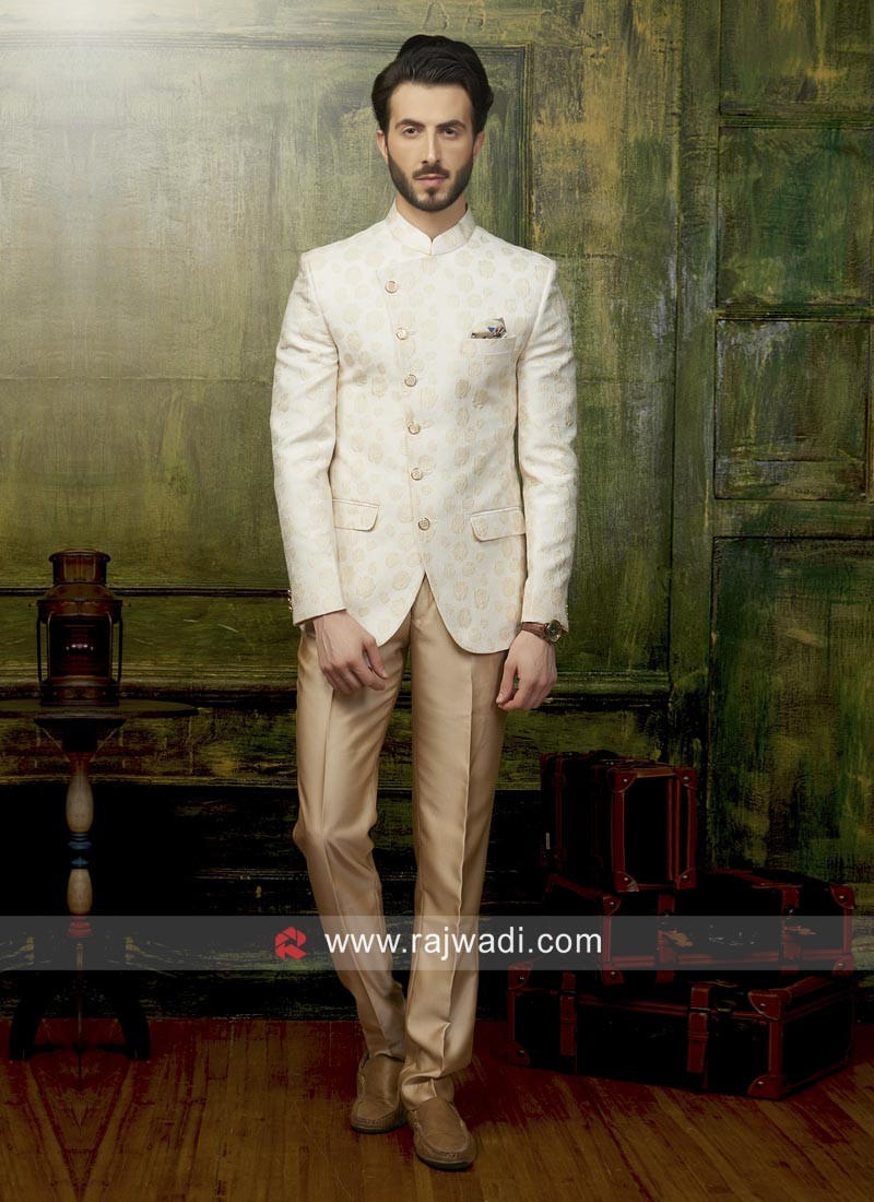 cream colour jodhpuri suit