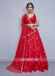 Taffeta Silk Red Wedding Lehenga Choli