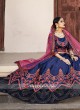 Satin Embroidered Lehenga in Navy Blue