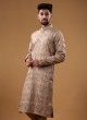 Stylish Thread Work Kurta Pajama In Beige Color