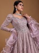 Lavender Gown In Georgette With Mirror Work