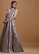 Sequins Work Designer Gown In Grey Color
