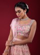 Sequins Work Pink Net Lehenga Choli