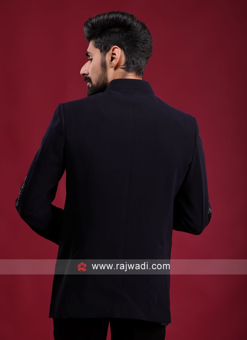 Imported Jodhpuri Suit In Navy Blue Color