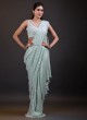 Designer Aqua Green Net Wedding Saree