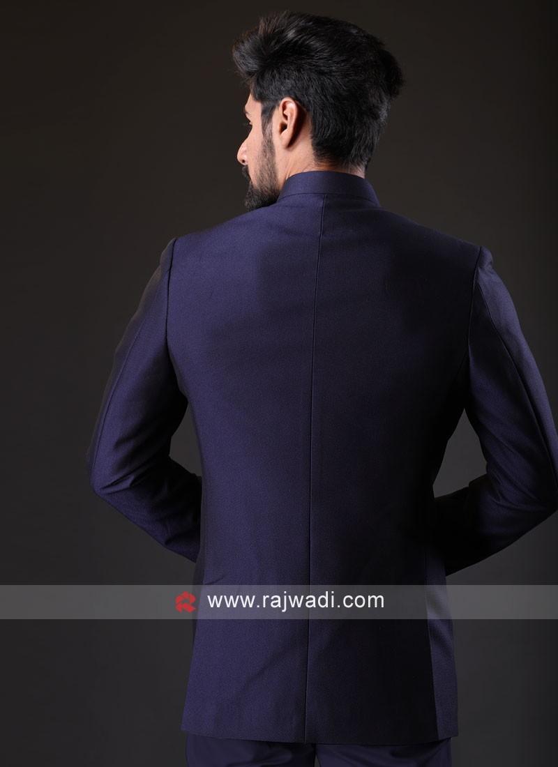 Reception Wear Jodhpuri Suit In Blue Color