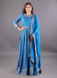 Sequins Work Anarkali Suit In Teal Blue Color