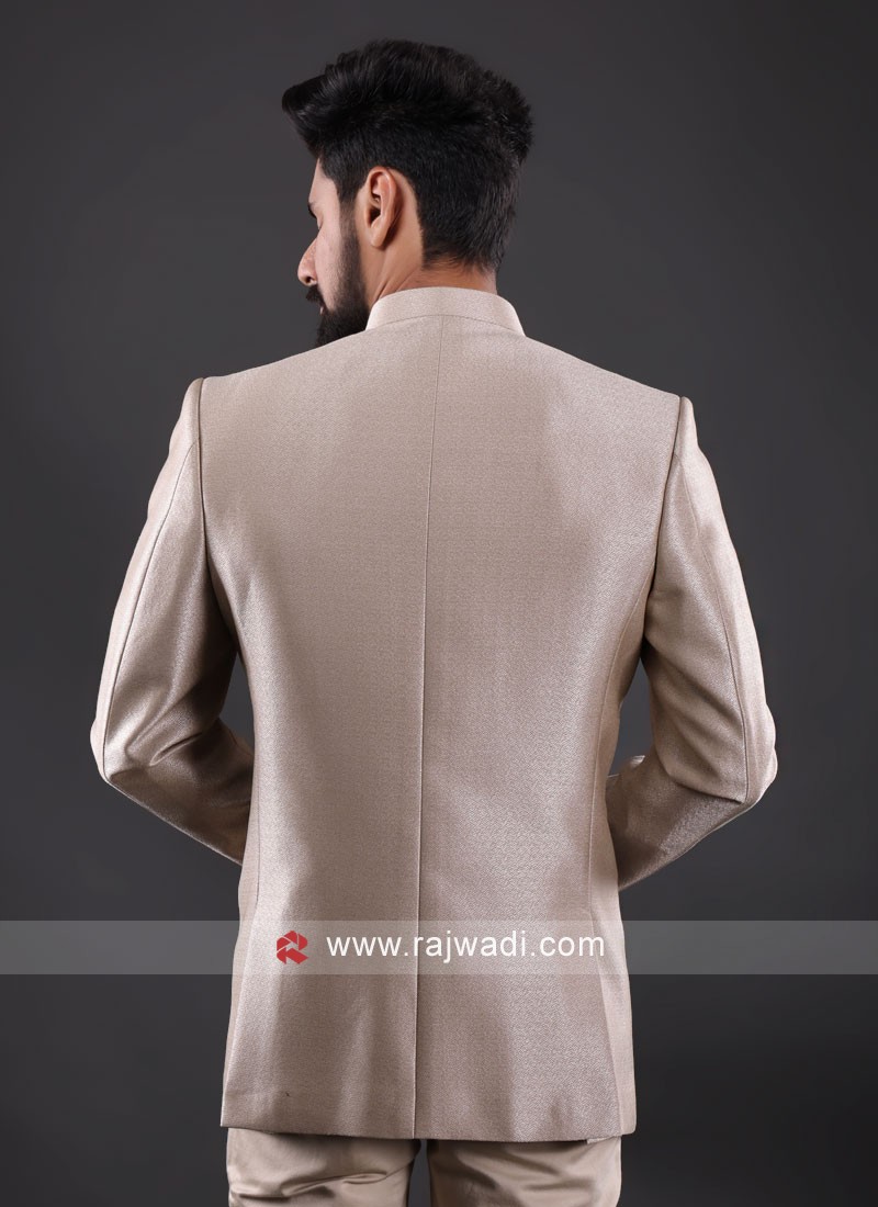Imported Fabric Jodhpuri Suit In Golden Cream Color