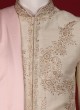 Groom Wear Sherwani In Cream And Pink Color
