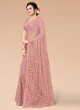 Embroidered Net Fabric Saree In Dusty Pink Color