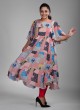 Multi Color A-Line Kurti With Butterfly Sleeves