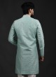 Readymade Pista Green And Off White Indowestern Set