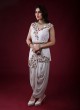 White Dhoti Style Floral Sequins Work Salwar Suit