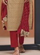 Shagufta Beige And Maroon Pant Style Salwar Suit