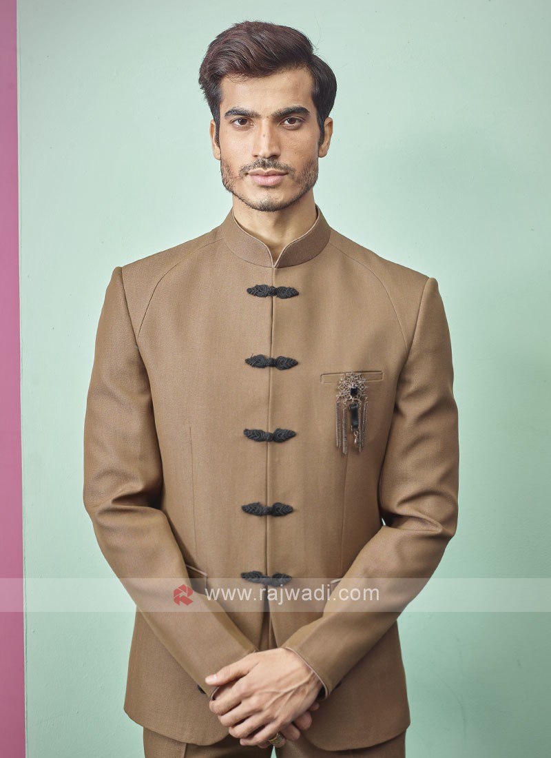 Golden Brown Color Jodhpuri Suit
