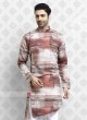 Ethnic Maroon And White Pathani Suit
