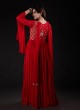 Red Designer Festive Anarkali Suit