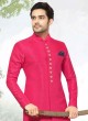 Raw Silk Indowestern In Rani Color