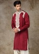 Maroon Thread Work Pathani Suit