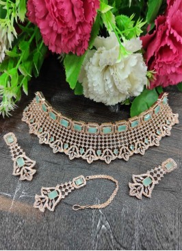 American Diamond Studded Necklace Set For Wedding
