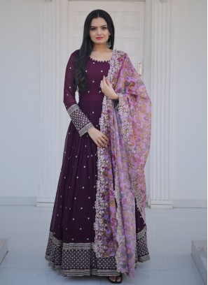 Anarkali Suit In Wine Color