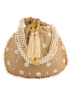 Art Silk Flower Design Potli Bag For Women