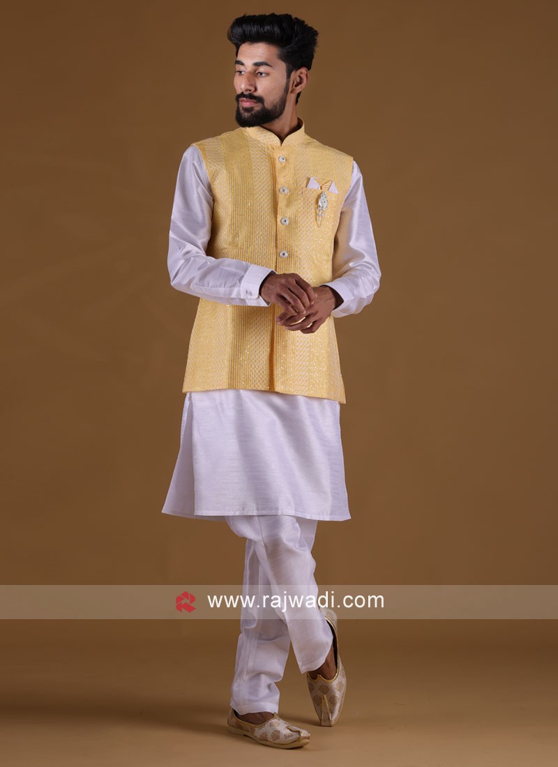 Art Silk Nehru Jacket Suit
