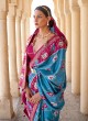 Astounding Patola Silk  Weaving Blue Traditional Saree