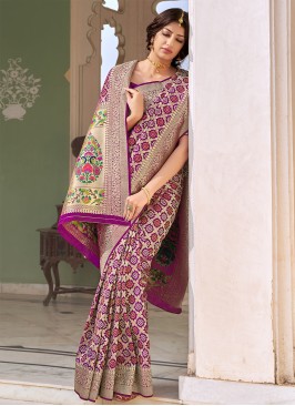 Banarasi Silk Classic Saree in Purple