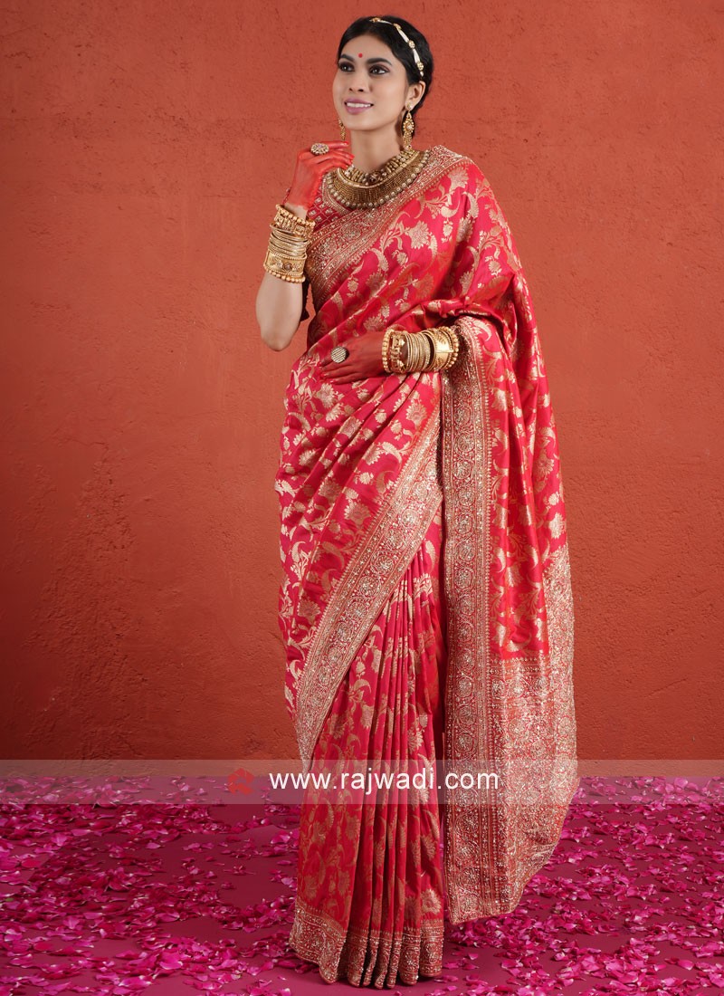 Banarasi Silk Red Designer Bridal Saree