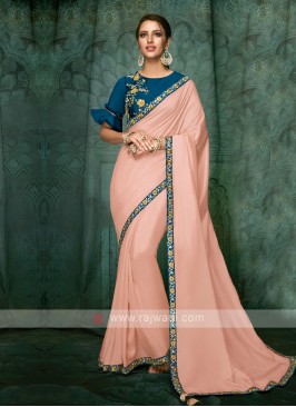 beautiful peach color art silk saree