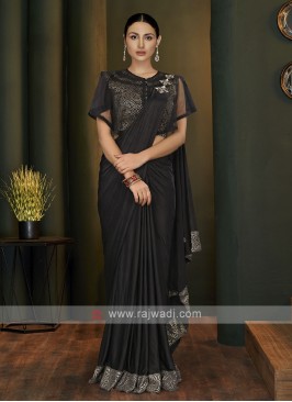 Black ready pleated saree