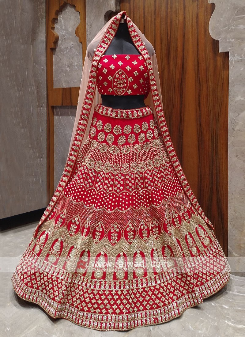 beautiful red bridal lehenga