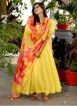 Beautiful Yellow Gown In Silk