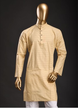 Beige Color Kurta Pajama In Cotton Fabric