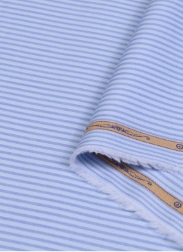 Blue Color Striped Cotton Fabric For Shirt
