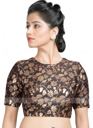 Brocade Ready Blouse In Black