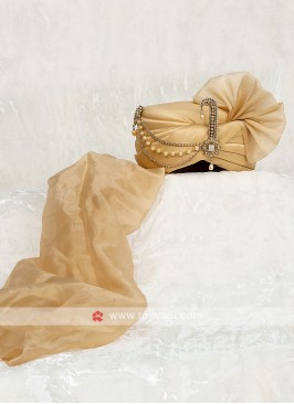 Chiffon Silk Turban In Golden Color