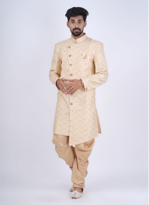 Classy Golden Silk Indowestern For Men