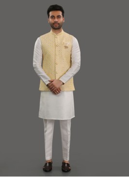 Cotton Silk Festive Wear Nehru Jacket Set With Trouser