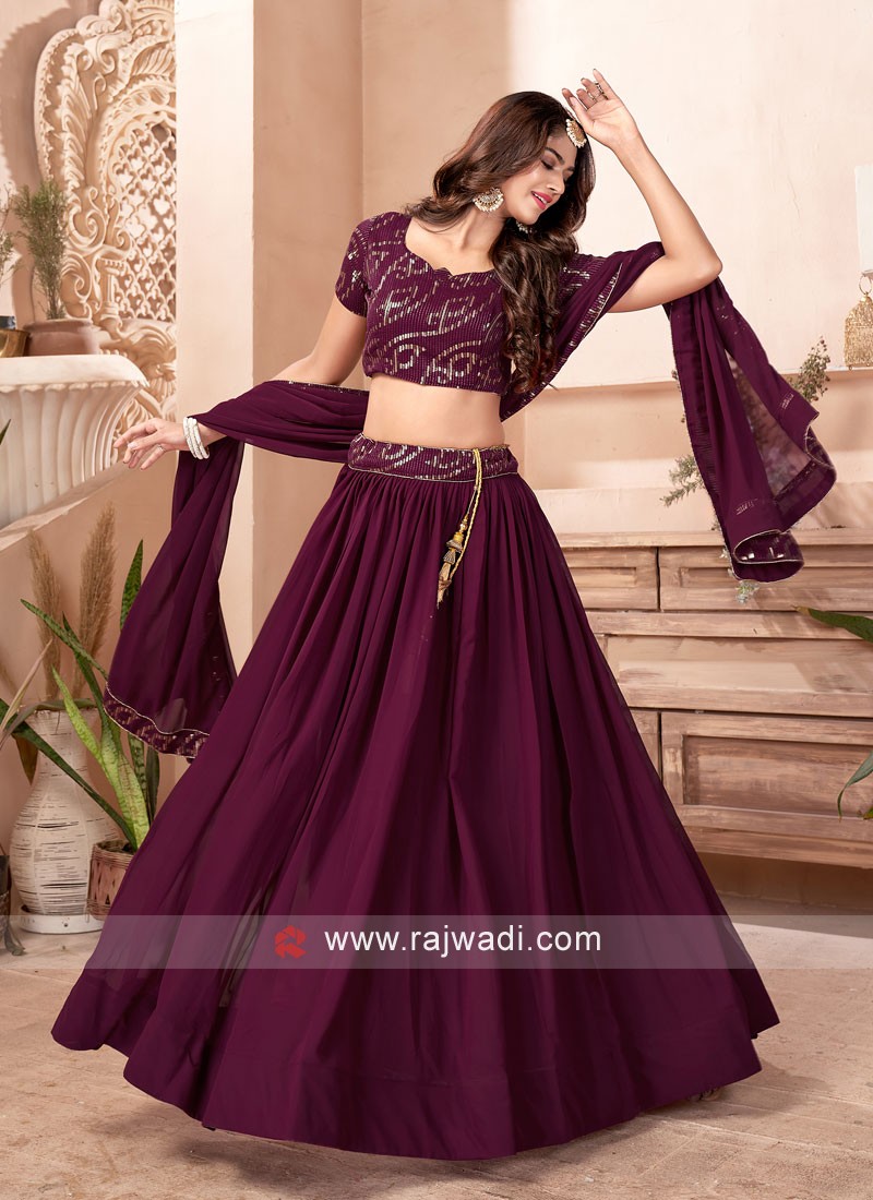 Beautiful actress Surabhi in purple lehenga set for launch of Lavish  Restaurant in Hyd. outfit : Sri