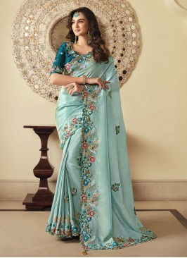Delightful Embroidered Fancy Fabric Contemporary Saree