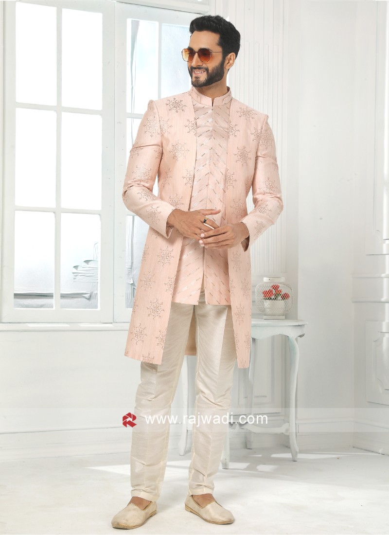 Designer Jacket Style Indowestern For Men