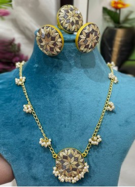 Designer Necklace and Earrings Set Enhanced with Pearls