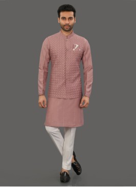 Designer Onion Pink Nehru Jacket Set