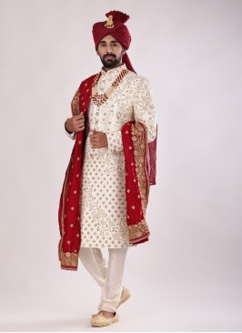Dulha Wear Sherwani In Art Silk Fabric