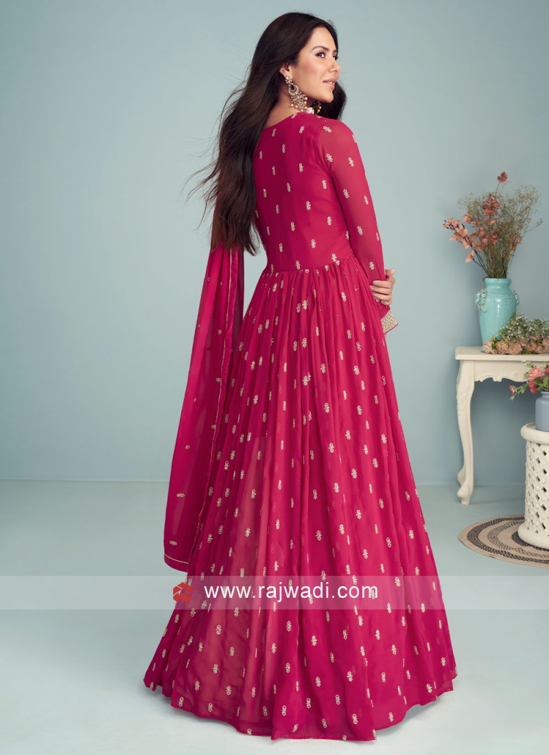 Rani Color Embroidered Georgette Anarkali Salwar Suit