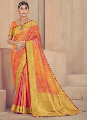 Entrancing Fancy Raw Silk Multi Colour Designer Traditional Saree
