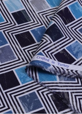 Fancy Blue Shades Printed Shirting Fabric